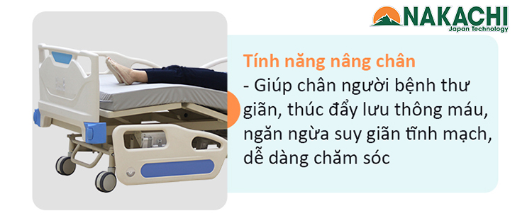 Tính năng nâng chân Giường Y Tế Điện 5 Chức Năng NAKCHI NC-A15